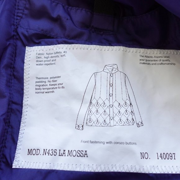 Blue Navy Down Jacket Women Large Packable Western Pom Pom Italy NWT ASPESI $565 - Picture 11 of 14